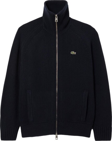 Lacoste Heavy Wool Knitted Full Zip Navy Blue Lacoste Heavy Wool Knitted Full Zip Navy Blue