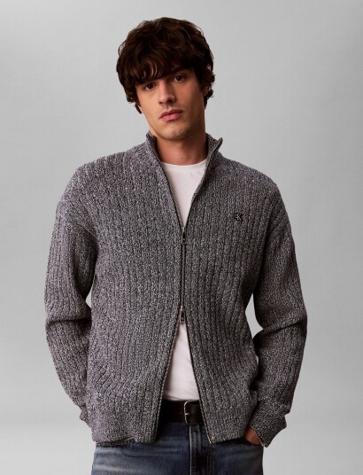 Calvin Klein Jeans Ls Vertical Texture Cttn Fz Swtr Grey S