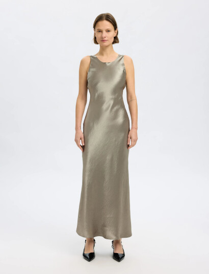 Selected Slfselene Sl Cowl Back Midi Dress B - Silver - 34