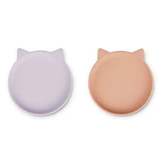 Liewood Olivia silikontallerken 2 pk   Cat Light Lavender Rose Mix