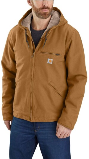 Carhartt Men's Washed Duck Sherpa Lined Jacket Brown L Carhartt Men's Washed Duck Sherpa Lined Jacket Brown L