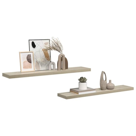 vidaXL Flytende vegghyller 2 stk eik 120x23,5x3,8 cm MDF