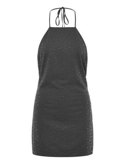 Weekday Stone Mini Halterneck Dress   Grey   44