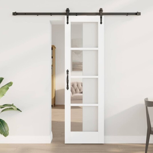 vidaXL Skyvedør med Utstyrsett Hvit 61x198.5 cm Solid Tre Furu