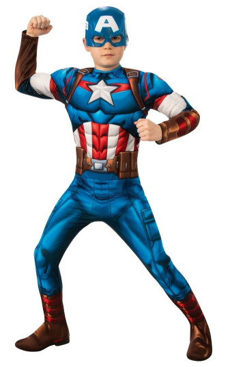 Avengers Captain America Deluxe Børnekostume (Str. S/104) Avengers Captain America Deluxe Børnekostume (Str. S/104)
