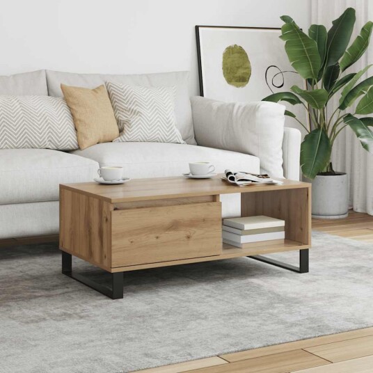vidaXL Salongbord artisan eik 90x50x36,5 cm konstruert tre