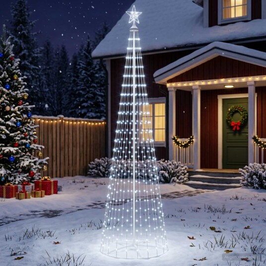 vidaXL LED-juletre 250 cm 470 LED-lys Kaldhvit Stål Hvit