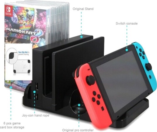 Teknikproffset Multifunksjonelt Ladestativ til Nintendo Switch