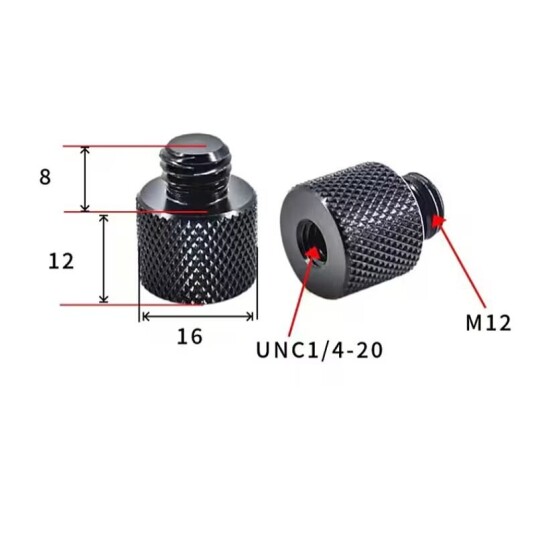 INF Stativ M12 til 1/4" hann 5-pakning M12