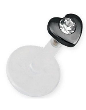 Aab Labrett med Svart Hjerte & Klar Sten Strl 1.2 x 10 mm med 3 mm kule