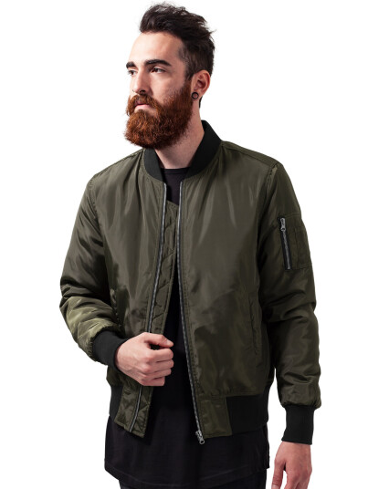 Urban Classics 2 farget bomberjakke mørk oliven / svart Oliven