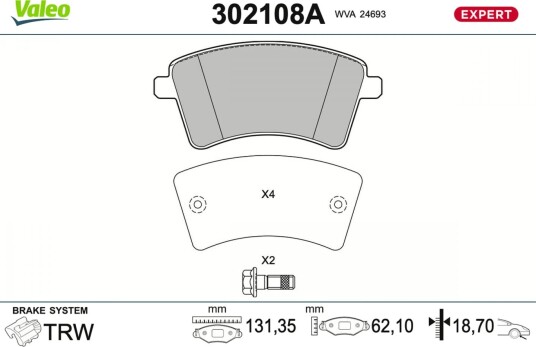 Bremseklosser VALEO 302108A