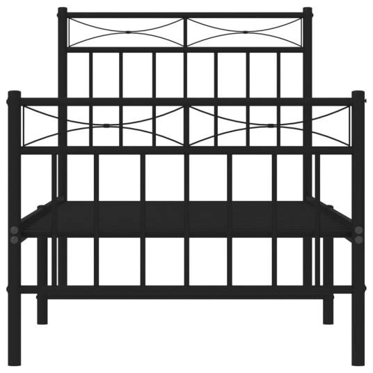 vidaXL Sengeramme i metall med hode- og fotgavl svart 75x190 cm 8721012210080