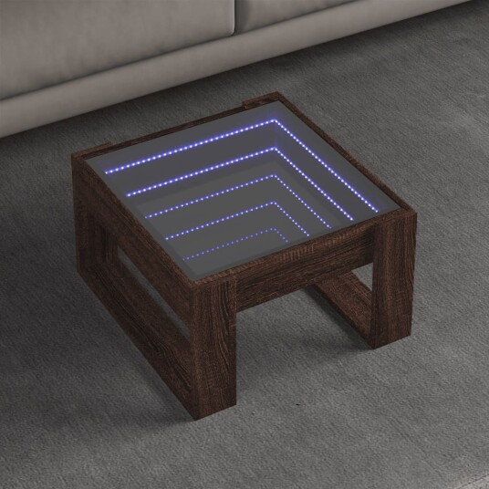 Salongbord med Infinity LED brun eik 50x53x30 cm 847629