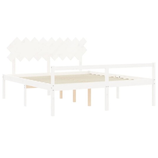 vidaXL Sengeramme med hodegavl hvit 6FT Super King heltre
