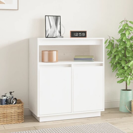 Skjenk hvit 70x34x80 cm heltre furu
