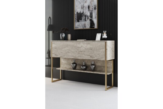 Luxe Kommode 120 cm   Beige/Gull