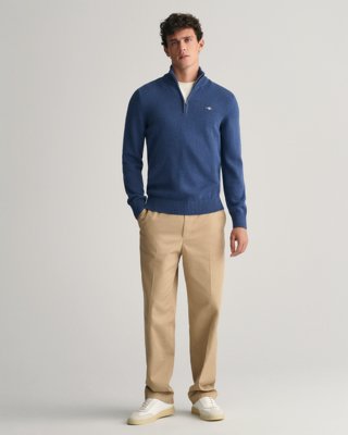 Bomullsgenser med half-zip DK JEANSBLUE MELANGE M