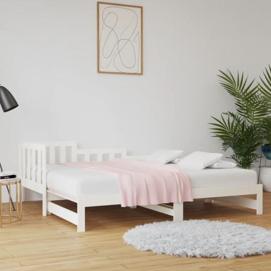 vidaXL Uttrekkbar dagseng hvit 2x(90x190) cm heltre furu vidaXL Uttrekkbar dagseng hvit 2x(90x190) cm heltre furu