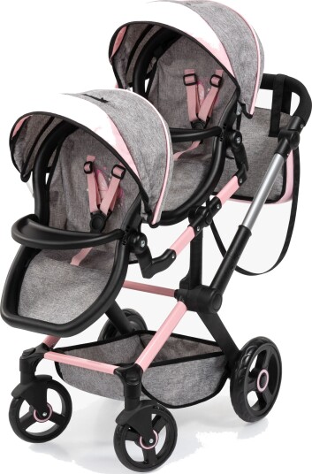 Bayer - Dolls Twin Pram Xeo - Grey (26733AA) Bayer - Dolls Twin Pram Xeo - Grey (26733AA)