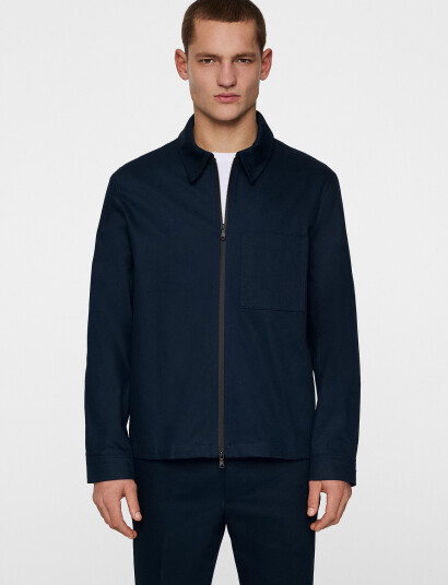 J. Lindeberg Julius Cotton Twill Overshirt   Navy   XXL