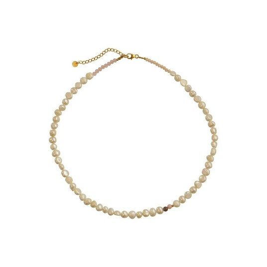 Stine A Jewelry Perlie Necklace Gullfarge Hvit Brun 315 mm