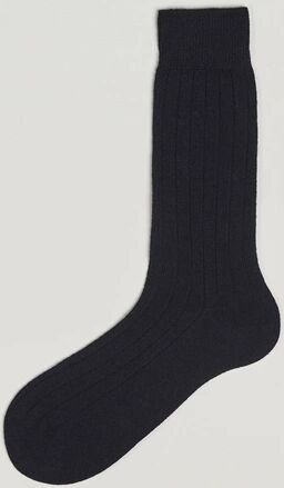 Bresciani Wool/Cashmere Ribbed Socks Navy