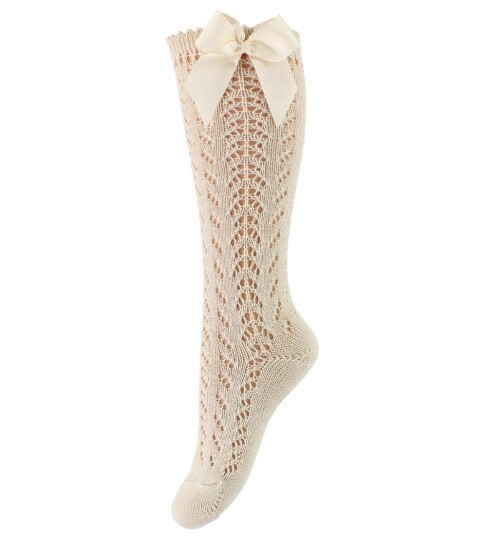 Condor Knestrømper m. Sløyfe Strikk Beige 23/26 Sokker 23 26