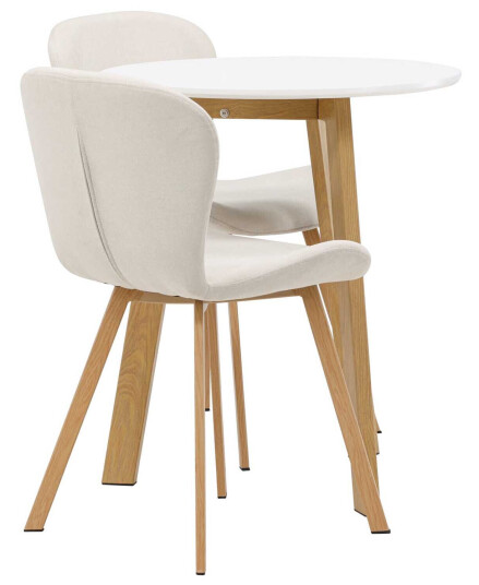 Venture Design Leonora & Lilja spisegruppe Beige/hvit 2 stoler & bord 65 cm