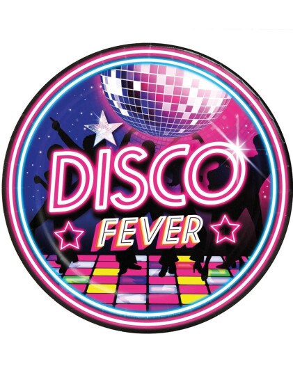 Fiestas Guirca Fiestas Guirca 6 stk Papptallerkener 23 cm Disco Fever 31144