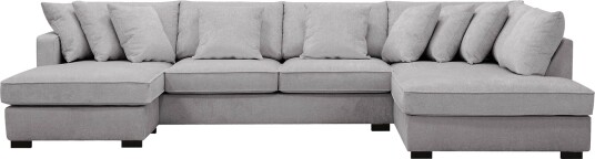 Rossita 5 seters Høyrevendt U formet Dyp Sofa med Divan og Sjeselong i Chenille Grå