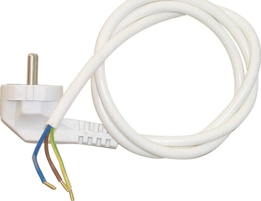 Malmbergs nettkabel 5m 3G1,0 mm² hvit – jordet støpsel H05VV F