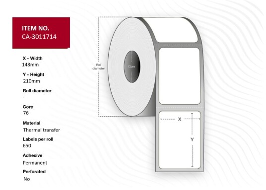 CAPTURE Label 148 x 210mm Core 76mm,