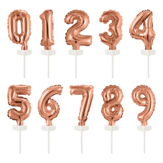 Kakedekorasjon Tallballong Mini Roségull Siffer 2 Kakedekorasjon Tallballong Mini Roségull Siffer 2
