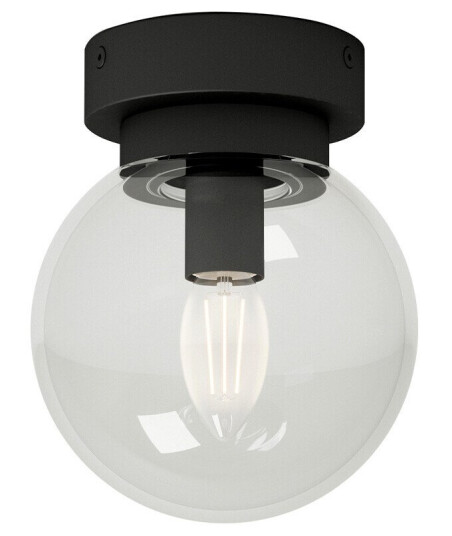 Lucande Badolo taklampe svart glass Ø 15 cm IP44 Lucande Badolo taklampe svart glass Ø 15 cm IP44