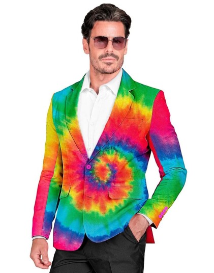 UV Glow Tie Dye Kostymejakke til Herre Large UV Glow Tie Dye Kostymejakke til Herre Large