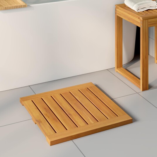 vidaXL Badematte Ensfarget Brun 50 x 50 cm Solid akasietre