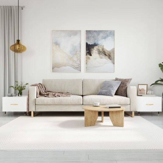  Salongbord 2 stk høyglans hvit 50x50x40 cm konstruert tre 8720845428143