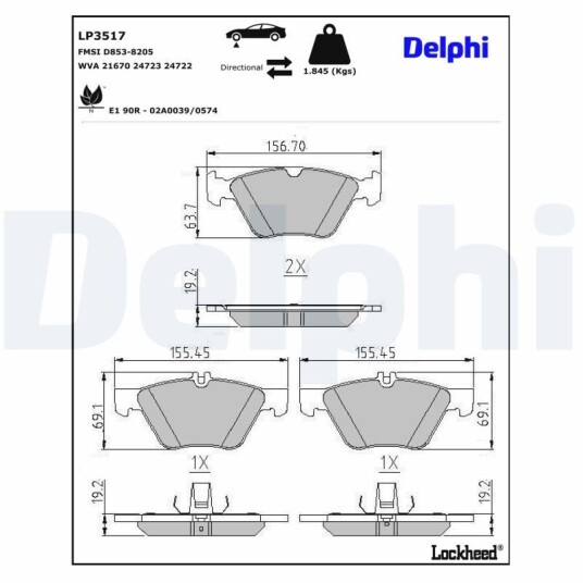 Bremseklosser DELPHI LP3517