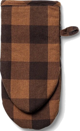 Midnatt Oven Mitt Checked Brown Brown 13X30 Midnatt Oven Mitt Checked Brown Brown 13X30
