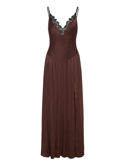 Bardot Aderia Lace Detail Maxi Dress   Brown   34
