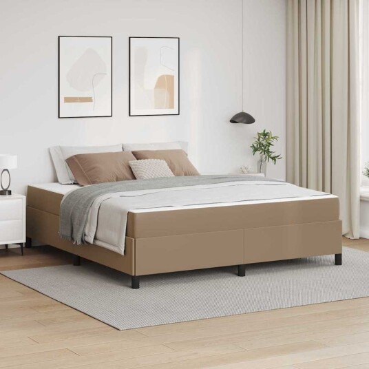 vidaXL Sengestamme med madrass Cappuccino 180 x 200 cm stoff
