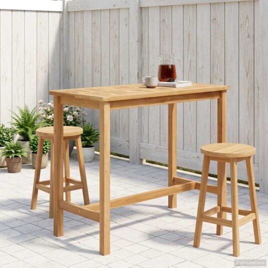 vidaXL Barbord Naturlig 110 x 60 x 105 cm Solid teak