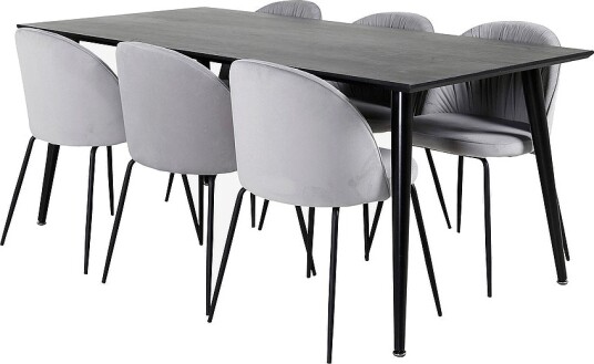Venture Home   Spisegruppe Doris med 6 stk Vallby spisestoler   Svart
