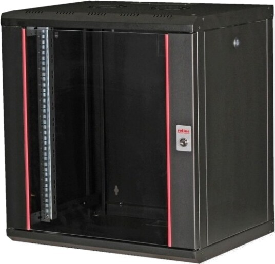 Roline 26.21.0174 Veggmonterbar Hylle 12U Nøkkellås Rack Skinner 22.5 Kg Sort