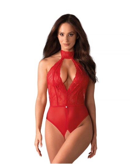 Obsessive Dagmarie Rød Bodysuit m/ Fransk Åpning XS/S