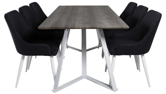 Venture Design Marina & Plaza spisegruppe Grå/svart 6 st stoler & bord 180 x 90 cm