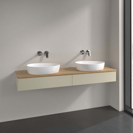 Villeroy & Boch  Antao Servantskap med 2 skuffer 160x50x19 cm m/lys Grå Matt/Eik