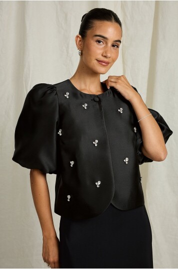 Joelle Bolerobluse i sateng Svart