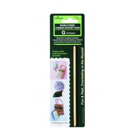 Clover Takumi Heklenål Dobbel i Bambus 15cm 4,00mm til Tunisisk hekling Hakking